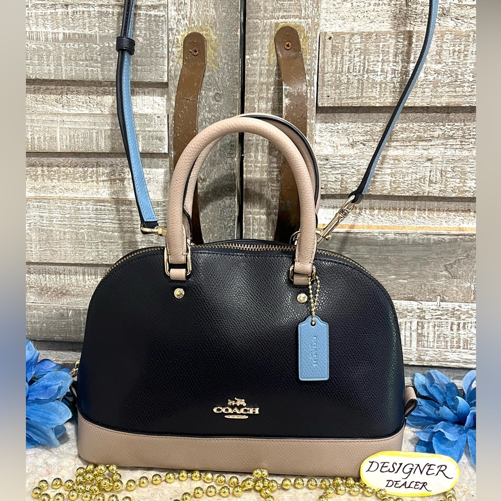 COACH Mini Sierra Colorblock Satchel Dark Navy Taupe EUC 37249